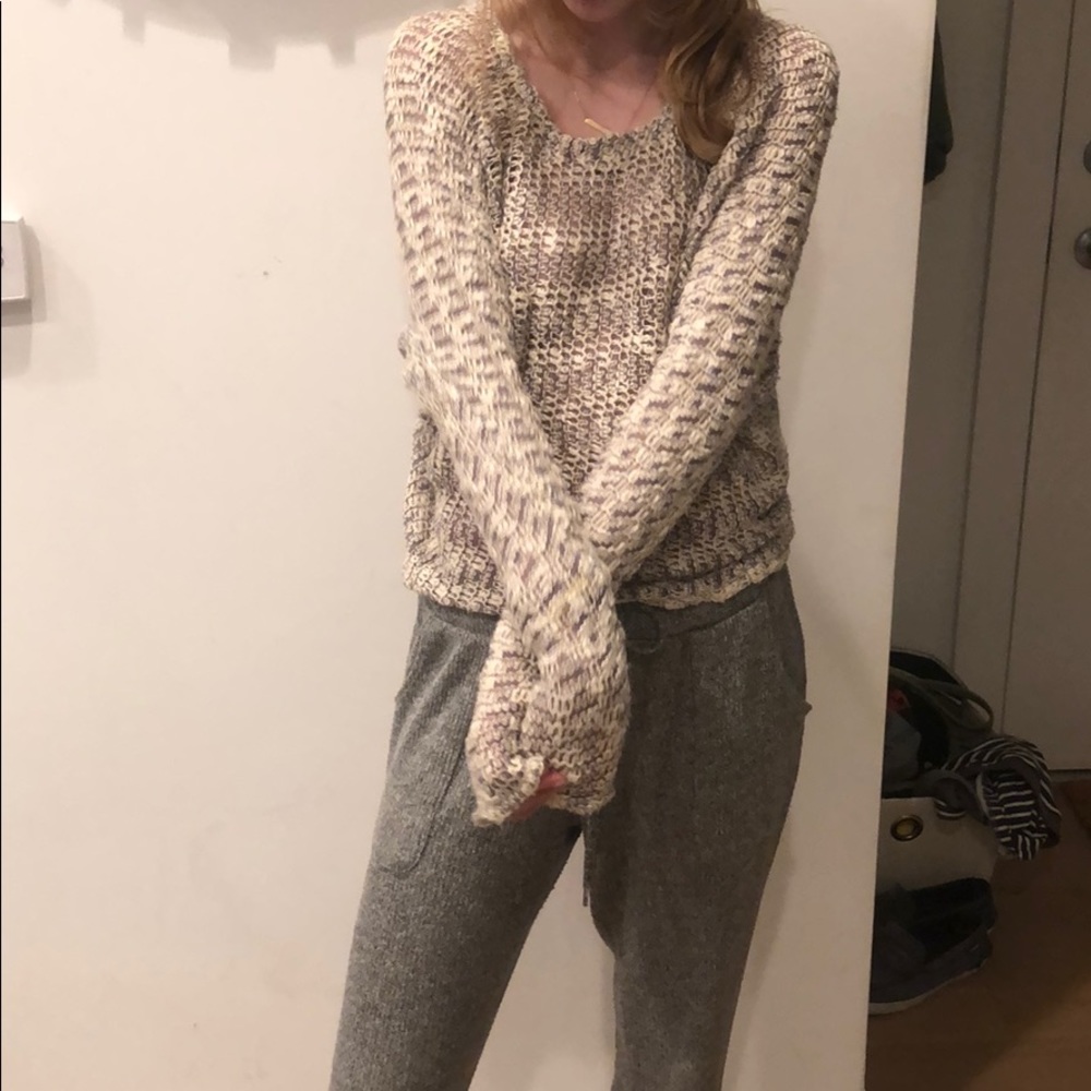 Grey and white knit sweater
